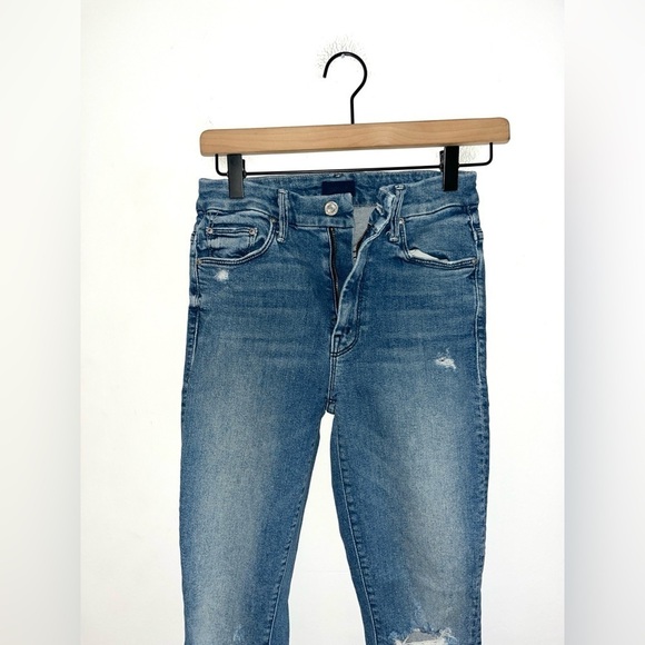 MOTHER High Waisted Looker Ankle Chew Rainbow Jeans in Learning To Hula Size 24 - Picture 8 of 14